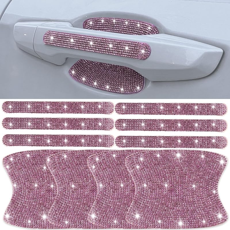 10 Pcs Bling Diamond Car Door Handle Stickers, Bling Car Accessories For Women, Universal Rhinestone Crystal Glitter Door Handle Protector Stickers