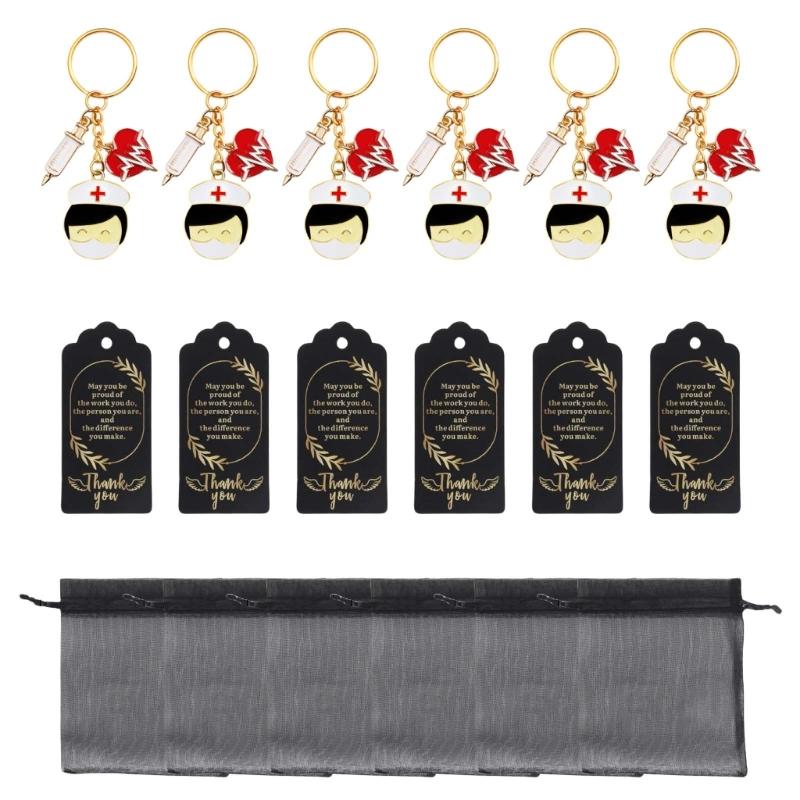 

Nurse Gift Set Keychains Tassels Organza Bags and Pendants Stylish Key Making Accessories Suitable for Nurse Appreciation