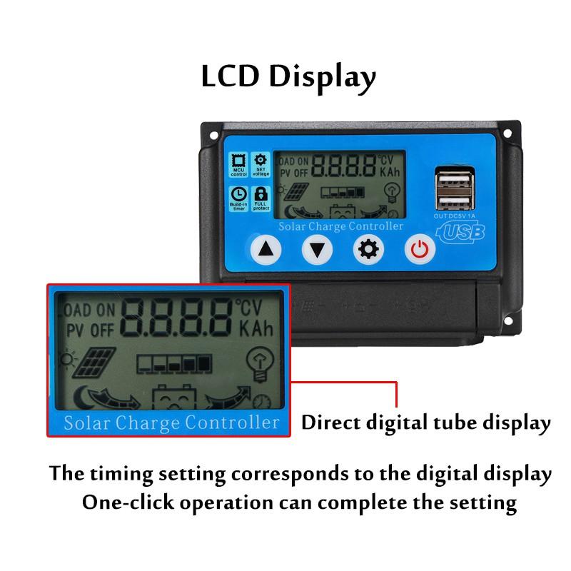 12V / 24V 60A Solarladeregler Automatische Anpassung LCD-Anzeige USB-Anschlüsse 125*85*30mm