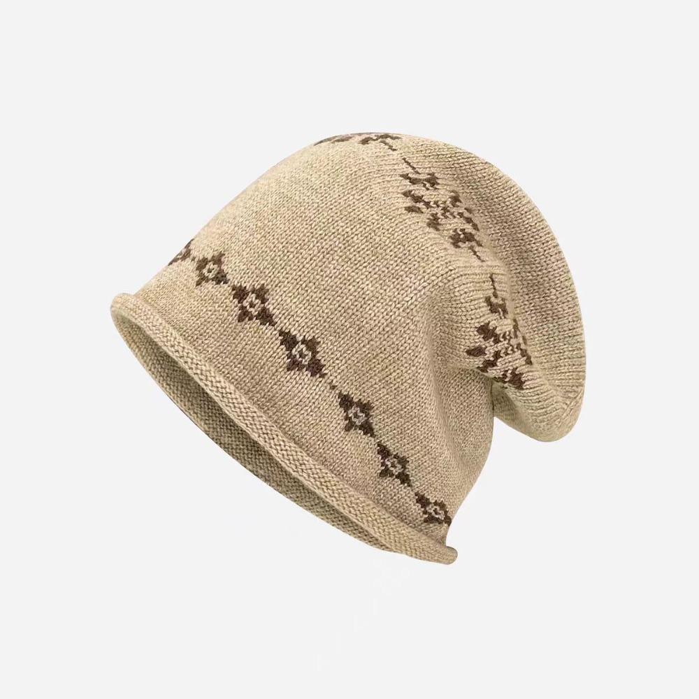 Warm Jacquard Knitted Hat Printed Printing Knit Cap Sweet Ear Protection Hat Apparel Accessories