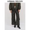 UR2025 Women's Split Waist Drawstring Retro Plaid Wide-Leg Pants