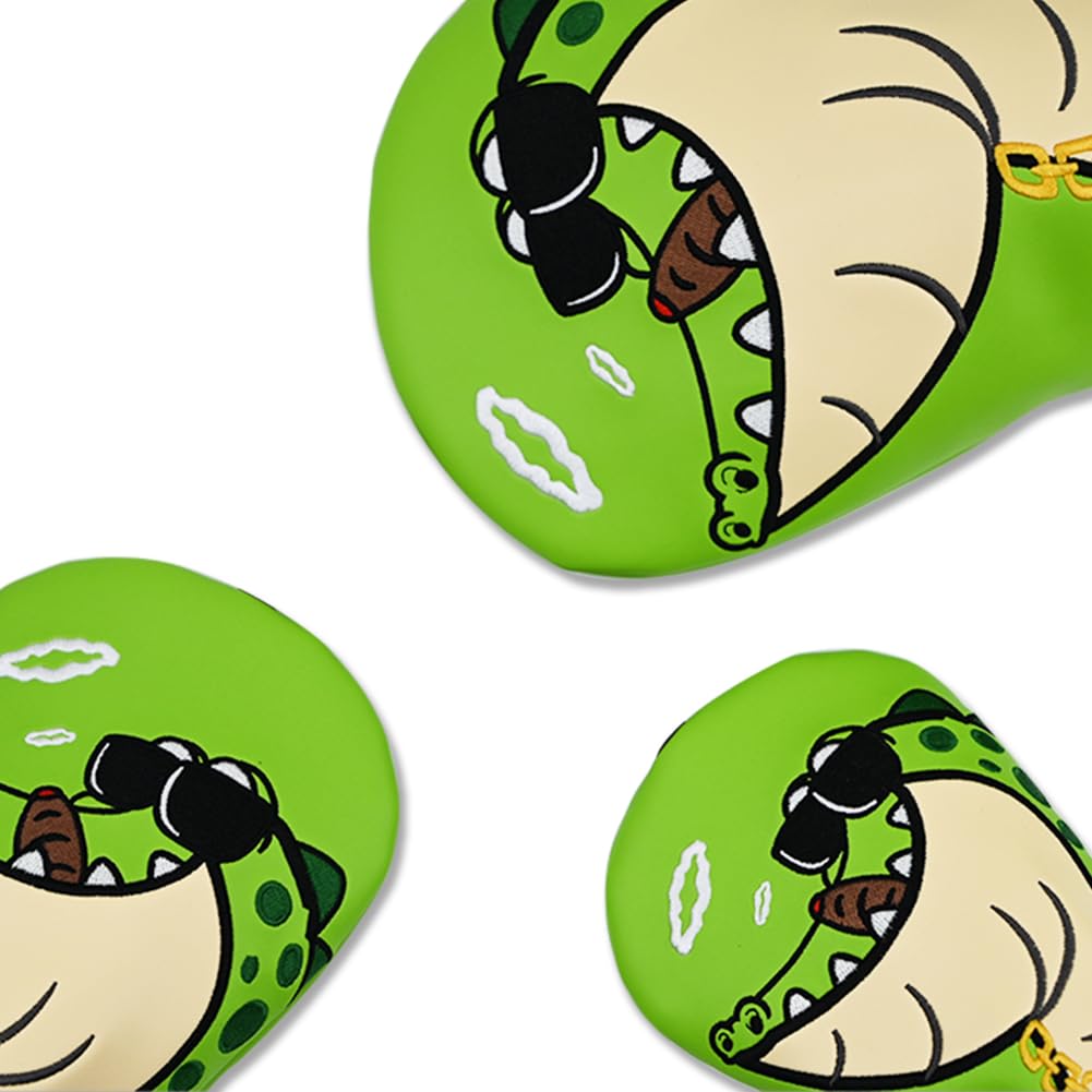 Golf headcovers for drivers woods and utilities Crocodile design with sunglasses wood cover (460cc, 440cc), (FW), (UT). (1 included).