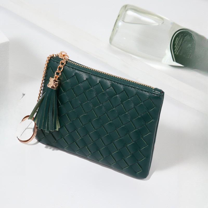 Fashionable Macaron Woven Storage Small Bag, Keychain, Tassel, ID Card Case, Multi-functional and Practical Coin Purse