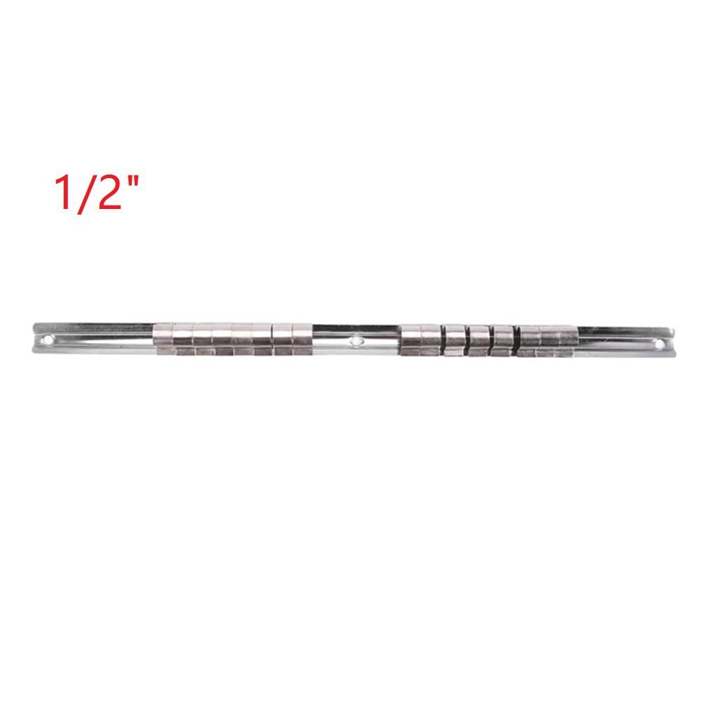 Socket Rack Holder 1/4 3/8 1/2 Inch With 16 Clips On Rail Tool Mountable Sliding Stand Rail Rack Tool Organizer Storage
