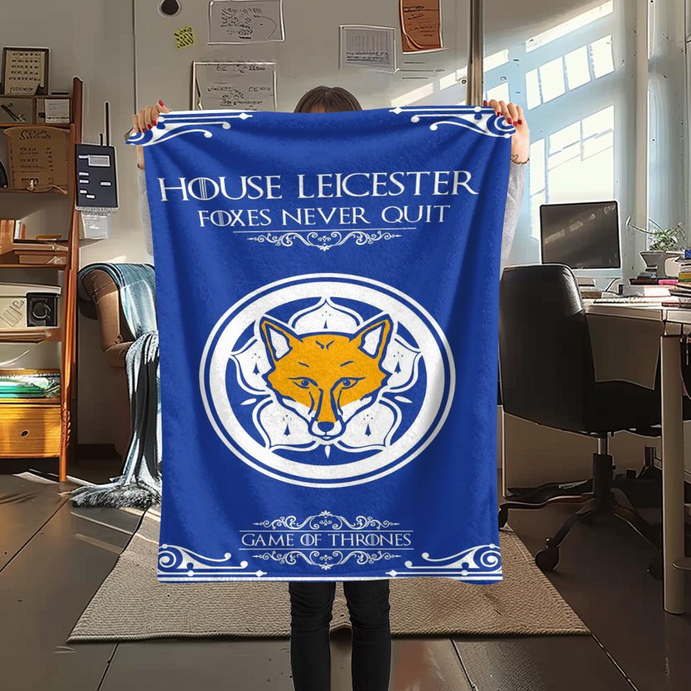 1pc leicester city Print Flannel Blanket, High quality Comfortable for All Seasons, Home Decor, Warmth and Comfort, Perfect for Christmas Gifts69