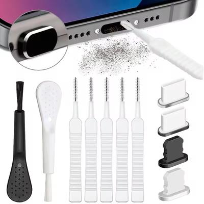 Kovová USB C prachová záslepka pro iPhone 16 15 Pro 14 13 Samsung Xiaomi Android krytka nabíjecího portu Krytka čisticí kartáček Sada čističů