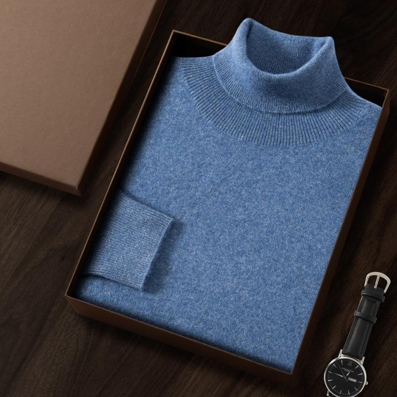 New cashmere sweater men's semi-turtleneck pure cashmere sweater men's loose bottoming cashmere knitted sweater