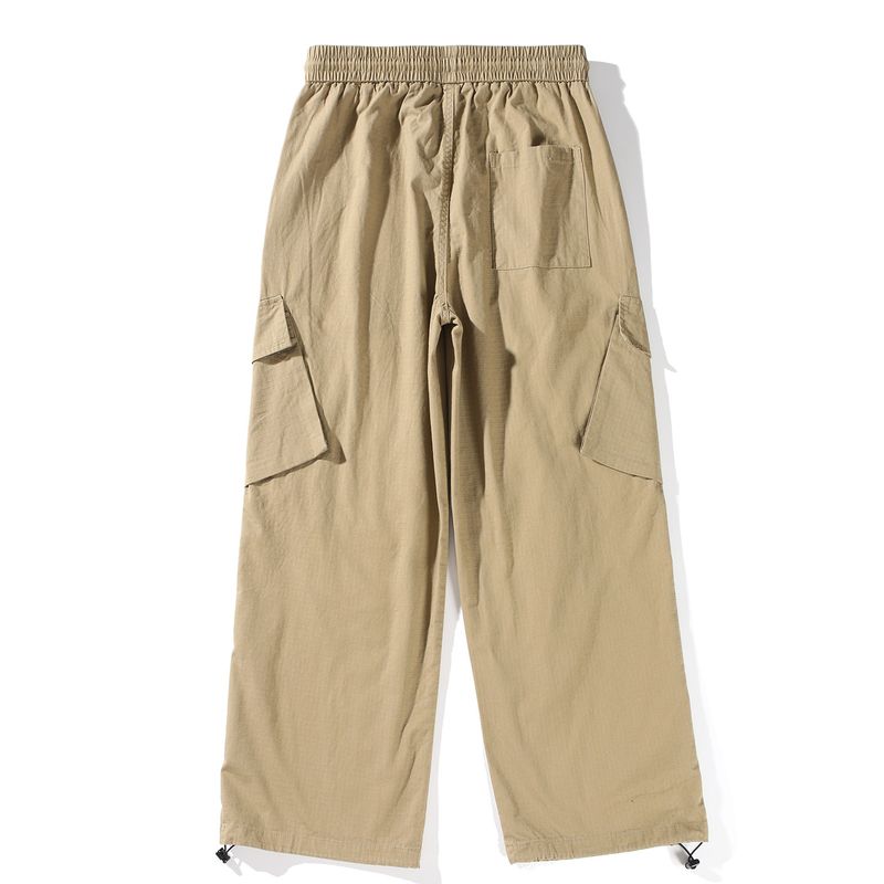 Original Foreign Trade Japanese Retro Washed Cotton Work Pants for Men, Spring and Autumn, Large Pockets, Straight Loose Wide-Leg Casual Pants