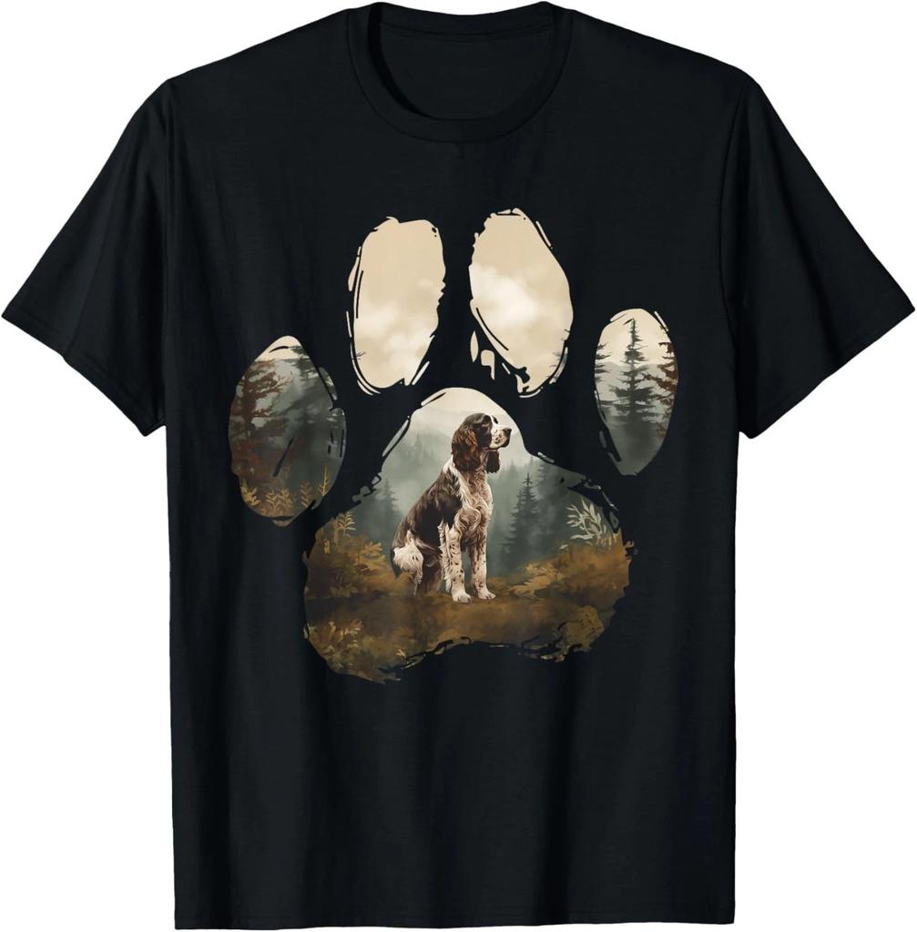 English Springer Spaniel Mountain Paw Design Dog Mom Dad Gift Unisex T-Shirt