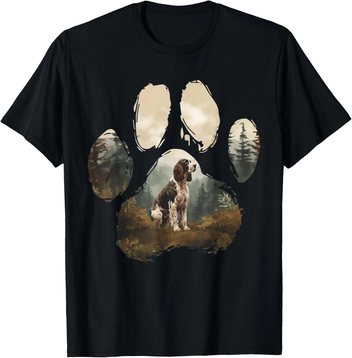 English Springer Spaniel Mountain Paw Design Dog Mom Dad Gift Unisex T-Shirt 4XL