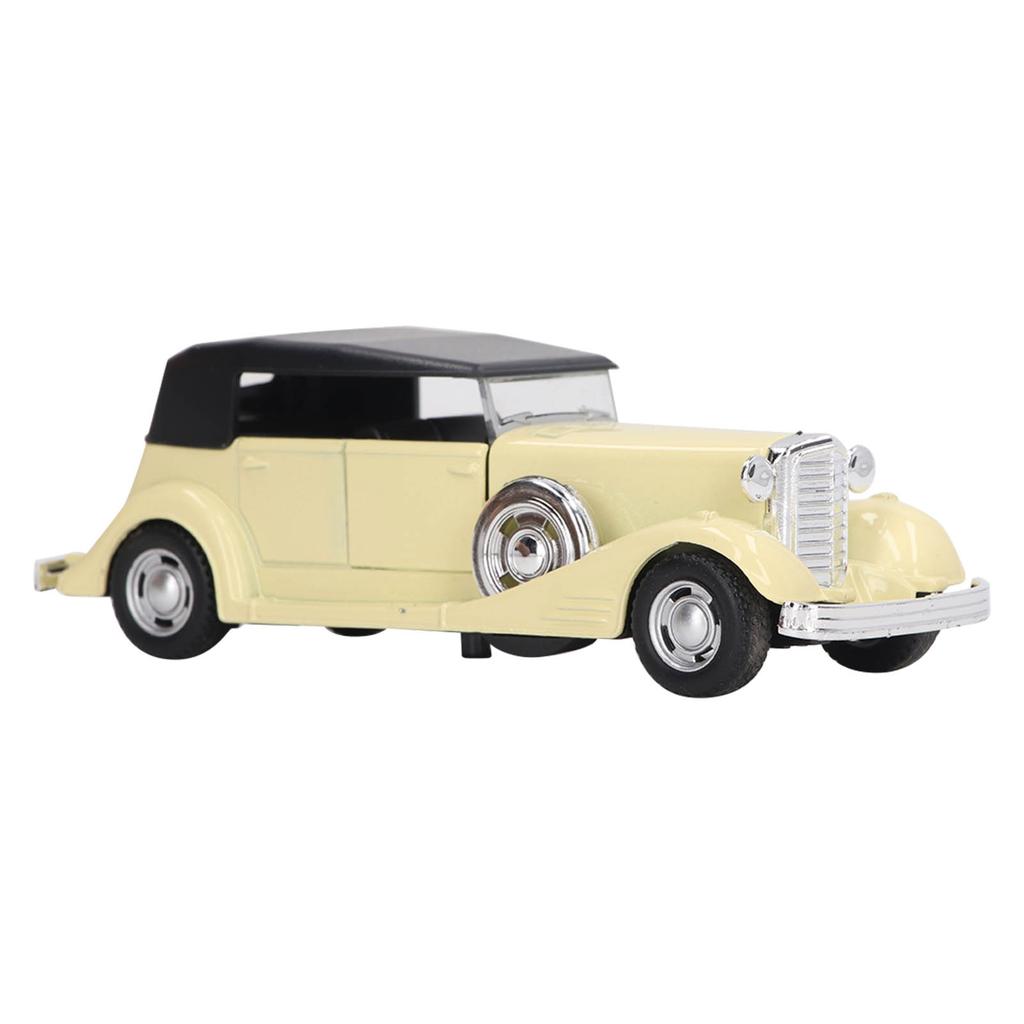 1:32 Classic Car Model Alloy Vintage Toy Open Doors Model Antique Pullback Car Toy Beige