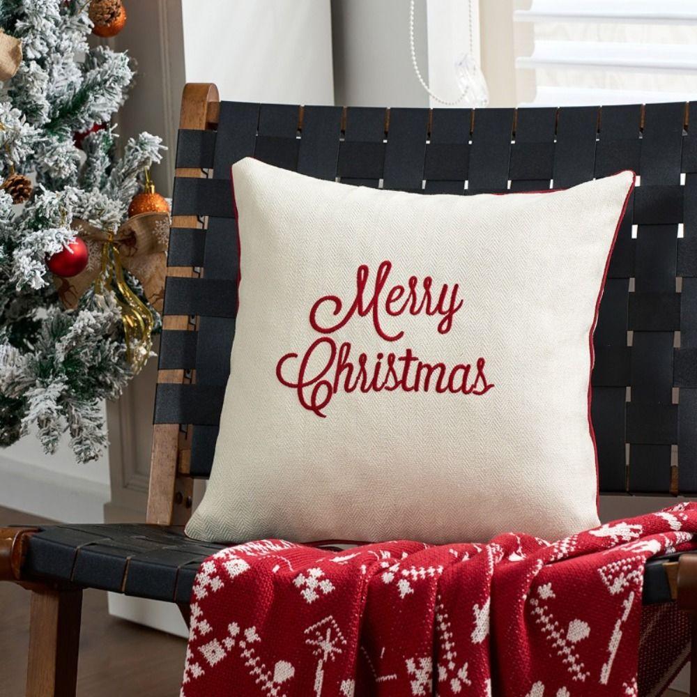 Merry Christmas Christmas Pillow Cover Snowflake Christmas Tree Pillow Cover Holiday Party