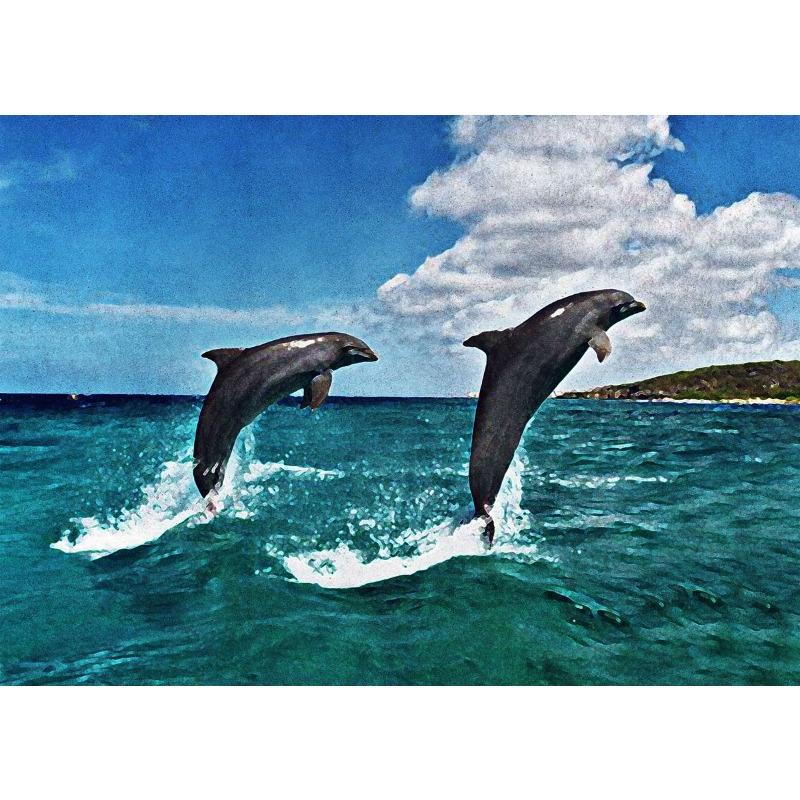 Leaping Dolphins Wall Pictures Canvas Painting Wall Art Natural Sea Life Posters and Prints for Living Room Home Decor Mural