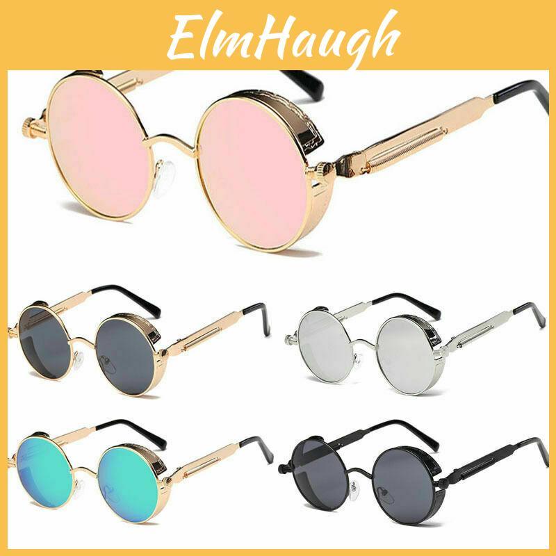 Vintage Steampunk Round Sunglasses With Durable Metal Frame And Reflective Lenses