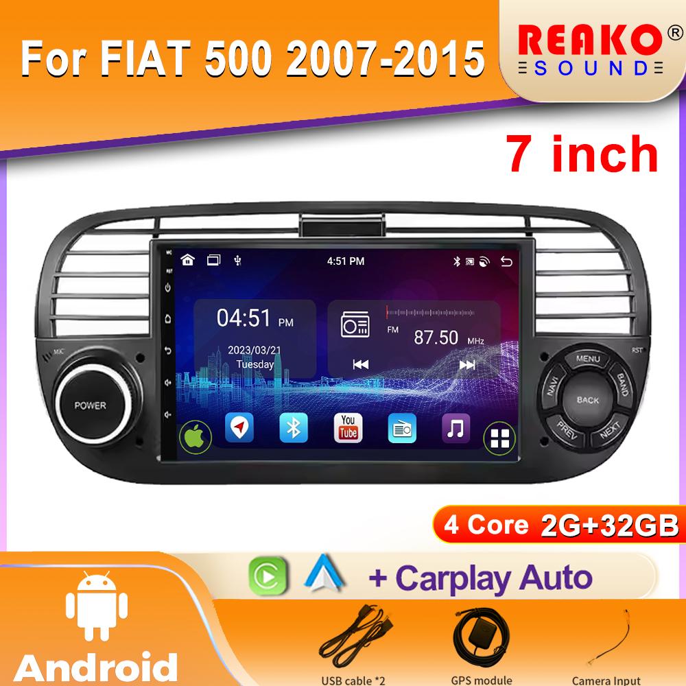 7 Zoll Android Auto Für Fiat 500 2007-2015 Auto Head Unit Multimedia Video Player Stereo GPS Navigation 4G WIFI BT 2din DVD