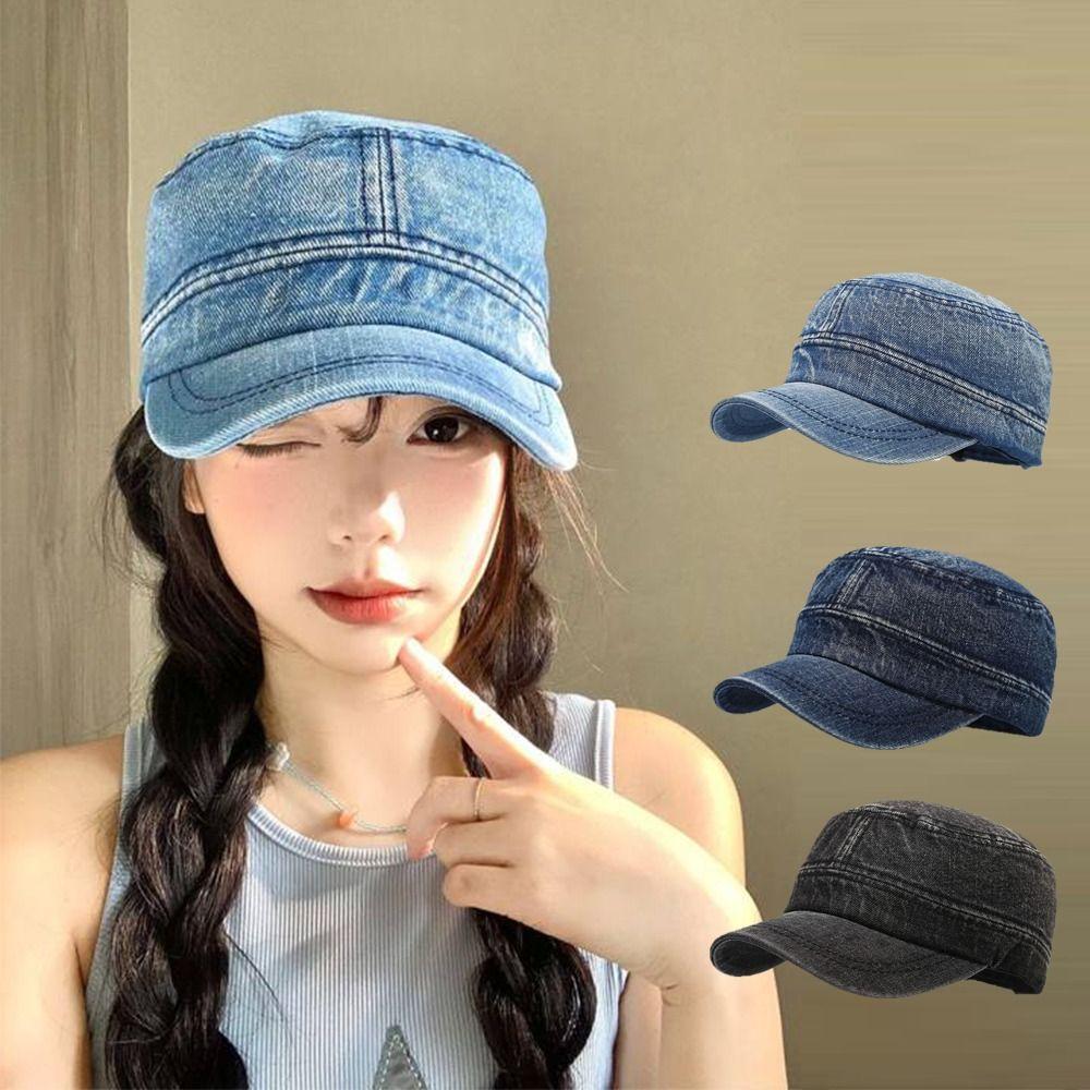 Vintage Baseball Hat Flat Top Cadet Cap Korean Peaked Cap Men Women