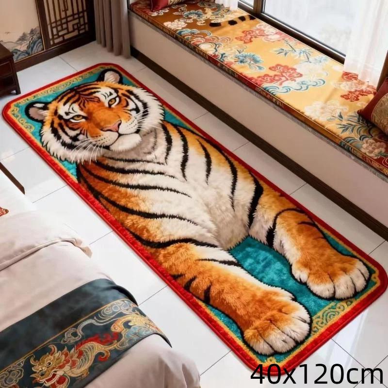 Soft Fluffy Tiger Shaped Area Rug Thick Plush Non Slip Backing Perfect For Bedroom Living Room Home Furnishings