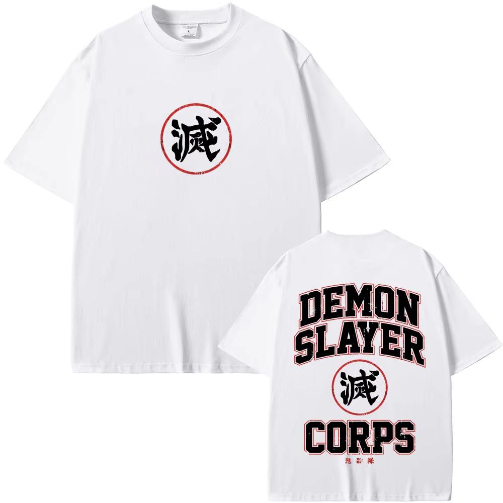 Anime Demon Slayer Corps Logo Graphic T-shirts Summer Men's Women Casual Cotton Retro Tshirt Male Oversized Short Sleeve T Shirt