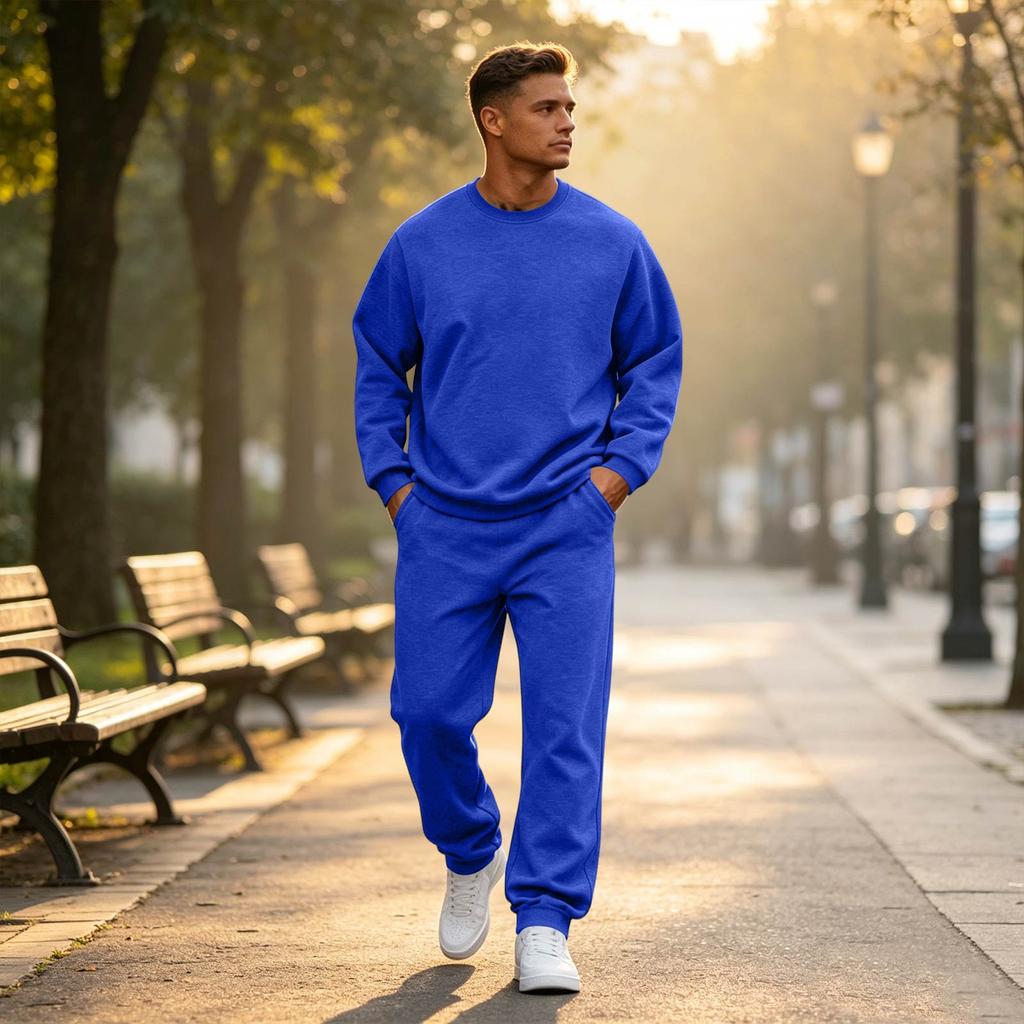Men's Color Sweatshirt Set - Casual Tracksuit 2 Piece Outfit for Spring Fall