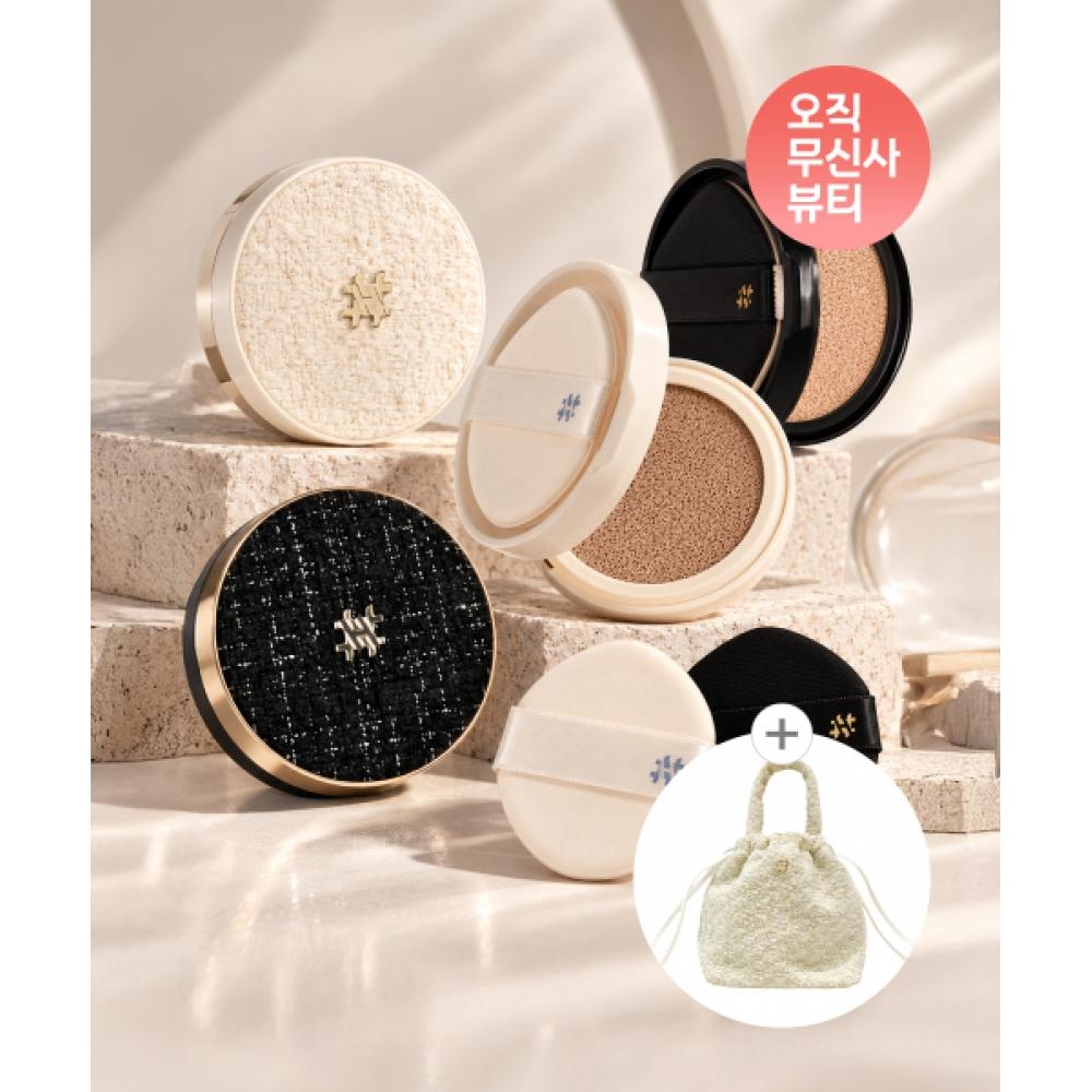 Hhjbeauty Master Glow Fit Cushion Duo Set 2pcs + 2 Refills + 6p Puff With Tw