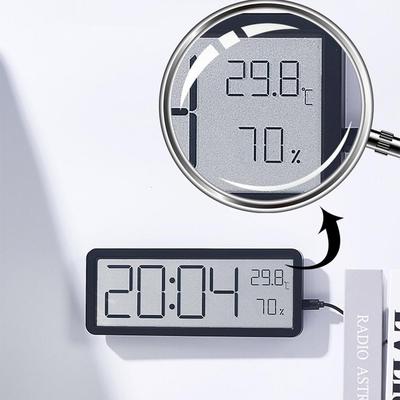Digital Alarm Clock LCD Display Multifunctional Temperature Humidity Alarm Clock USB Rechargeable Ultra Thin Electronic Clock