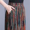 Women's Plus Size Cotton Silk Printed Wide Leg Pants, Elastic Waist Casual Summer Trousers (XL-5XL)