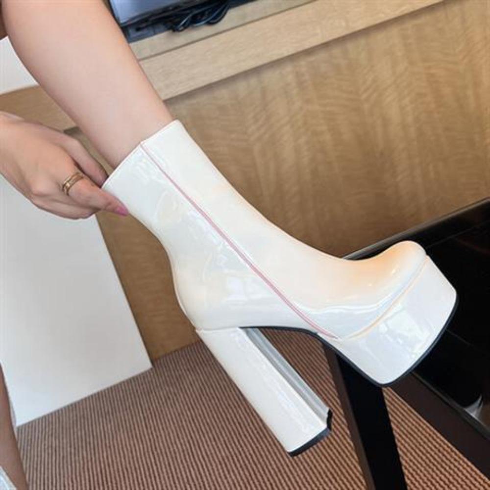 Women High Waterproof High Heels Pumps Square Toe Platform Shoes Lady Dress Party Sexy Shoes Plus Size