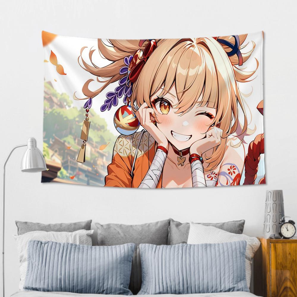Yoimiya Animation G-Genshin I-Impact Tapestry Room Decor Wall Cloth Party Hanging Background Room Decor Baby Room