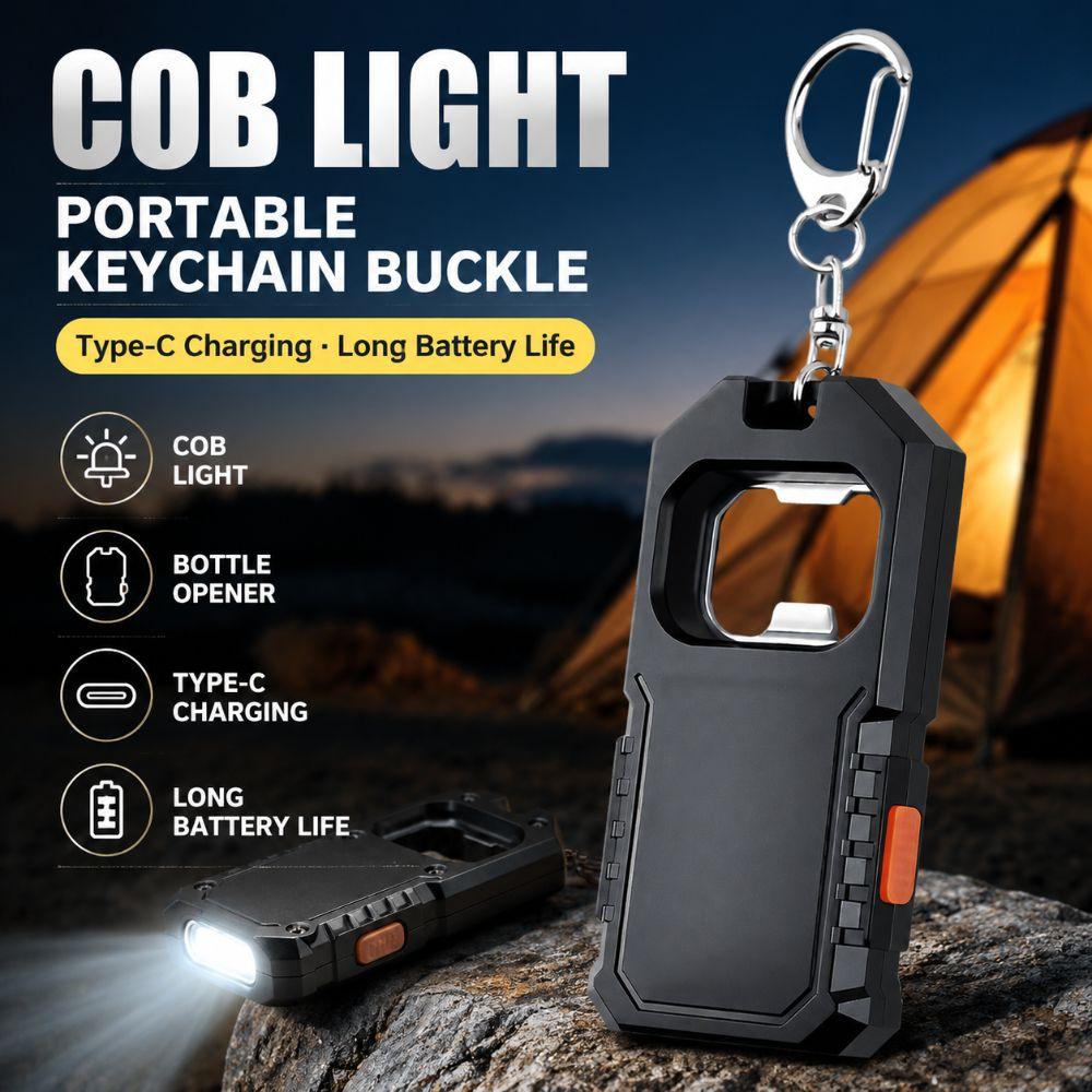USB Rechargeable Working Light LED COB Emergency Lantern Keychain Flashlight  Outdoor
