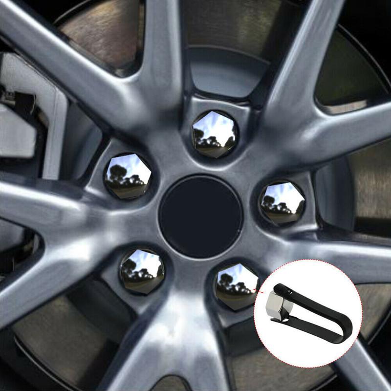 High Quality Wheel Lug Nut Cap Covers For Tesla Model 3 Model S 18*24mm 20pcs ABS Silver Plating Accessories Plating Trim