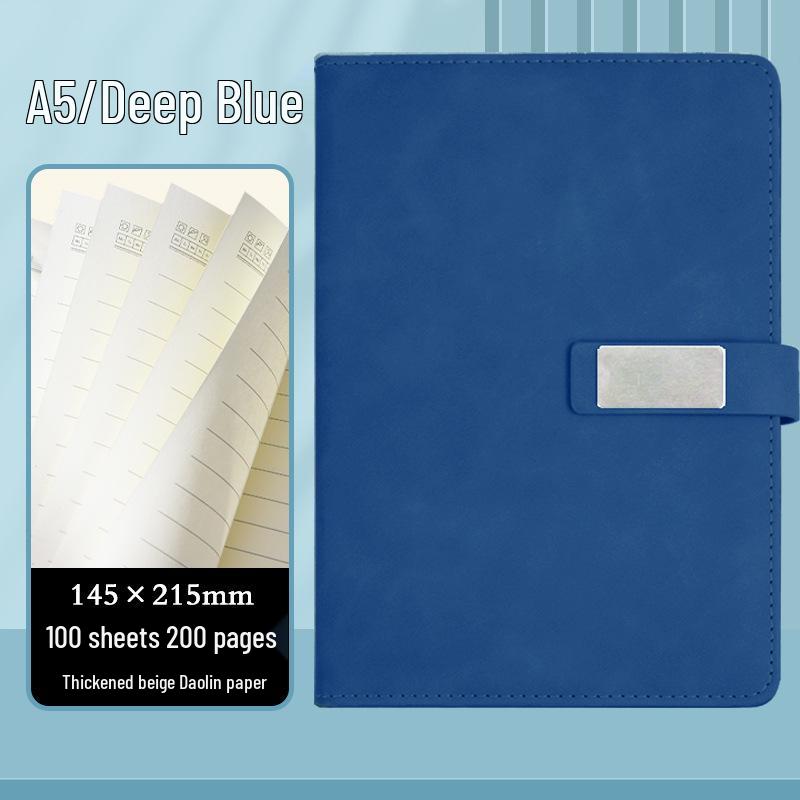 High-End Soft Leather Business Notebook with Magnetic Buckle and Custom Logo - Ideal Gift Set