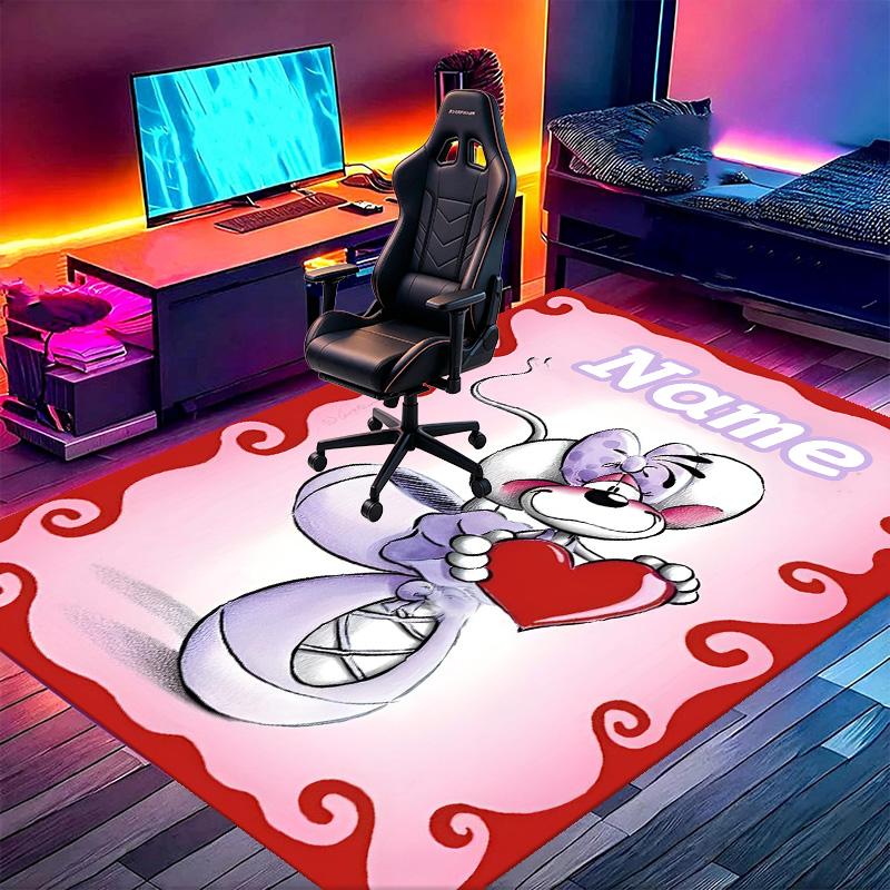Custom Name Personalized Diddl Print Carpet, Versatile Home Decor Rug, for Playroom, Apartment, Balcony, Entryway, Hallway Gift