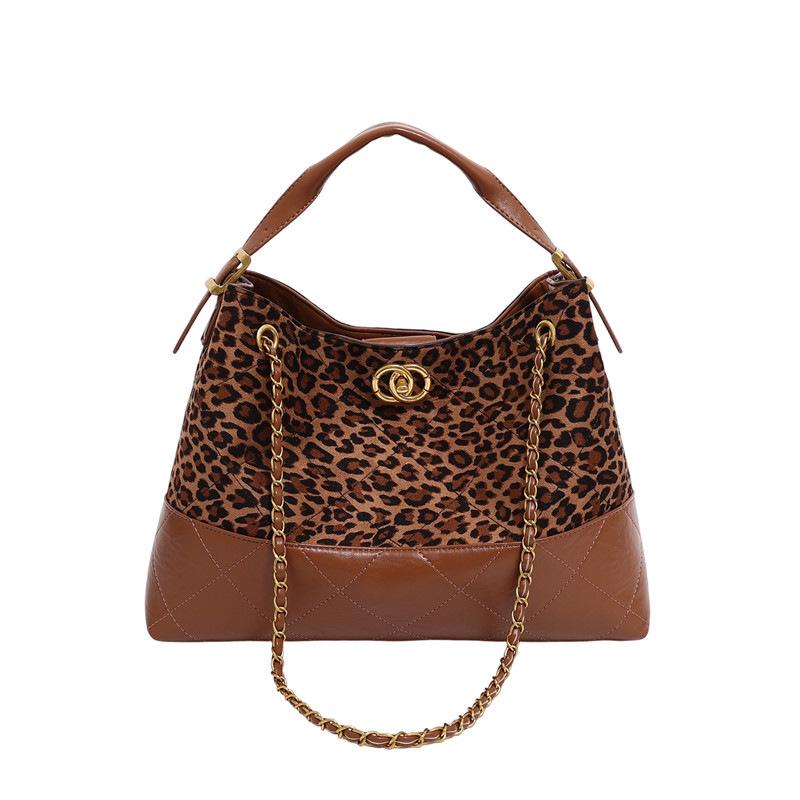 

2025 Retro Matte Argyle Chain Crossbody Tote Bag for Women 34x10x25 cm коричневый