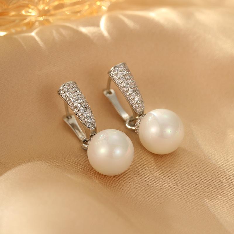 

Модные серьги, застежки-пряжки, классический жемчуг, элегантный дизайн, легкая инкрустация, премиум-класса для поездок на работу, ретро-темперамент, дамы, носящие два украшения 14k серебряный