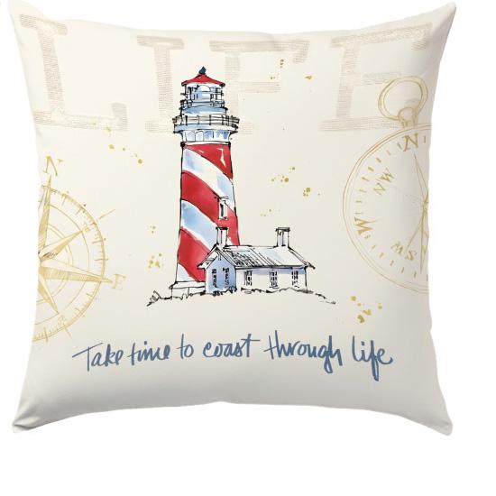 1/4pcs Nautical Coastal Throw Pillow Covers Navy Blue Anchor Lighthouse Lifebuoy Steering Wheel Decorative Cushion Cases