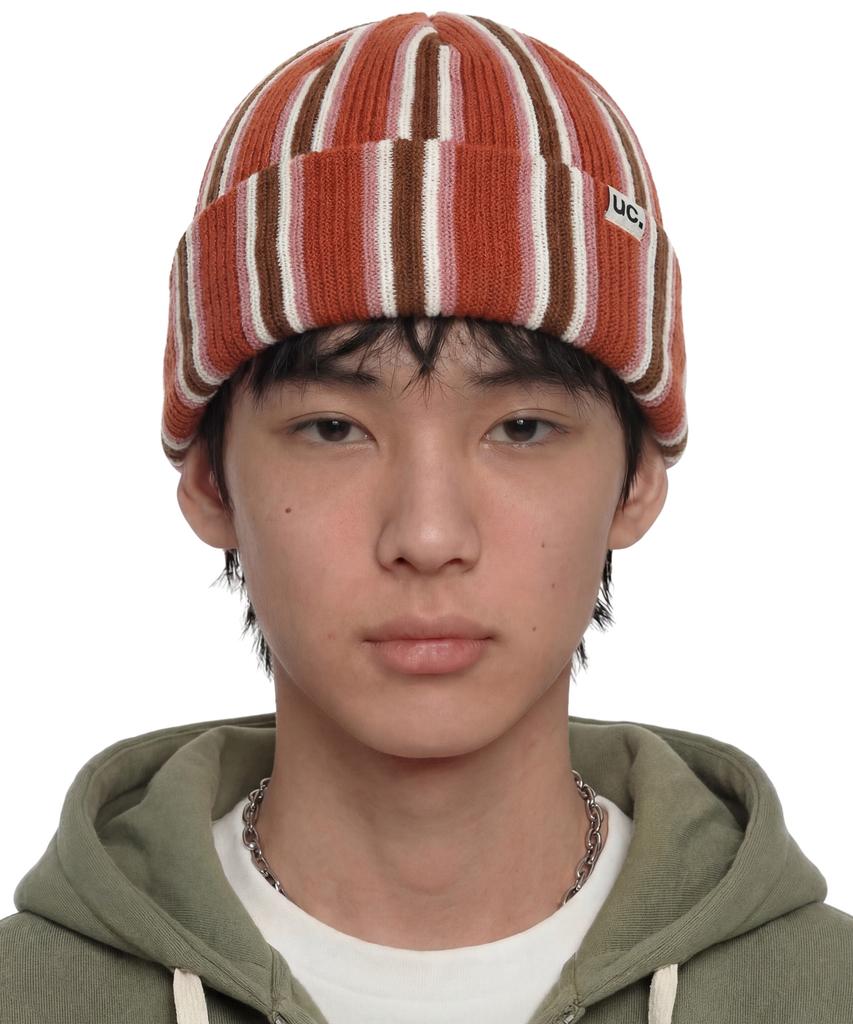 Eondeokeonteulol Striped Long Beanie Beanie / Vertical Stripe / Brick