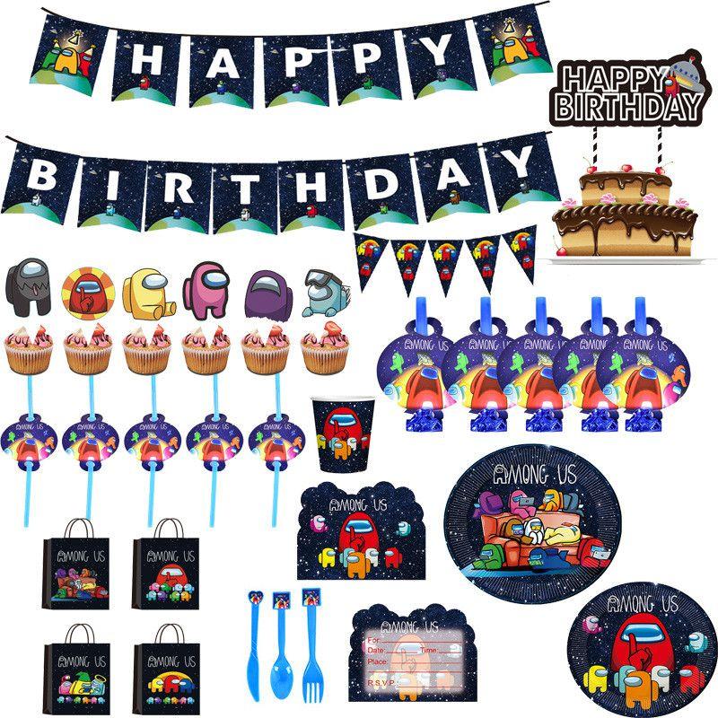 Party Theme Birthday Supplies Decoration Kids Plate Banner Tablecloth