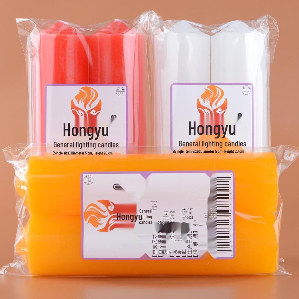 Extra Large Red New Year Candle - Smokeless, Odorless, Yellow-White Light for Home, Power Outages, Incense, and Spiritual Offerings.