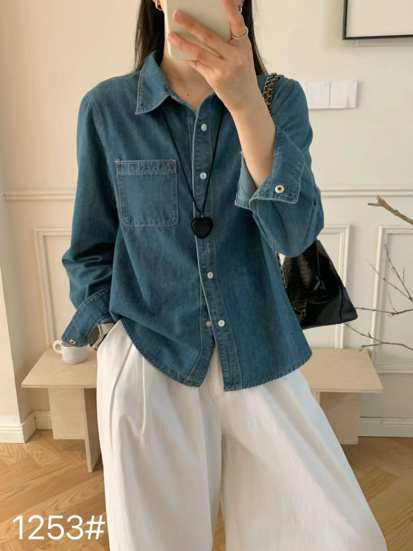 

2026 Early Spring Hong Kong Style Retro Washed Loose Denim Jacket Shirt for Women L (55-70 kg) світло-синій колір