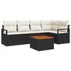 Ensemble de Canapés de Jardin 6 Pièces avec Coussins Noir en Rattan Poly, Canapé de Jardin 2 Places avec Rangement 3356374
