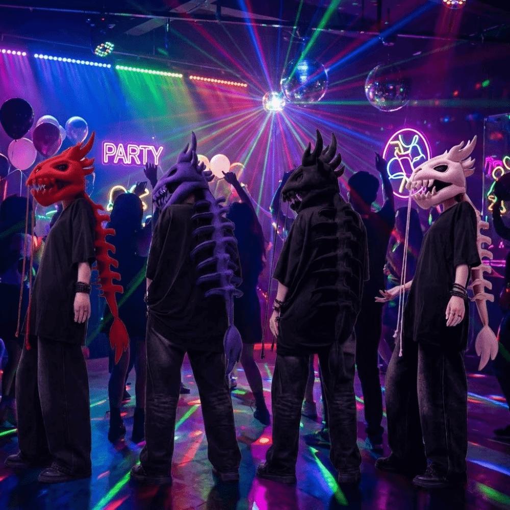 80/120CM Dinosaur Bone Head Hat Wearable Plush Dinosaur Costume  Party Outfit