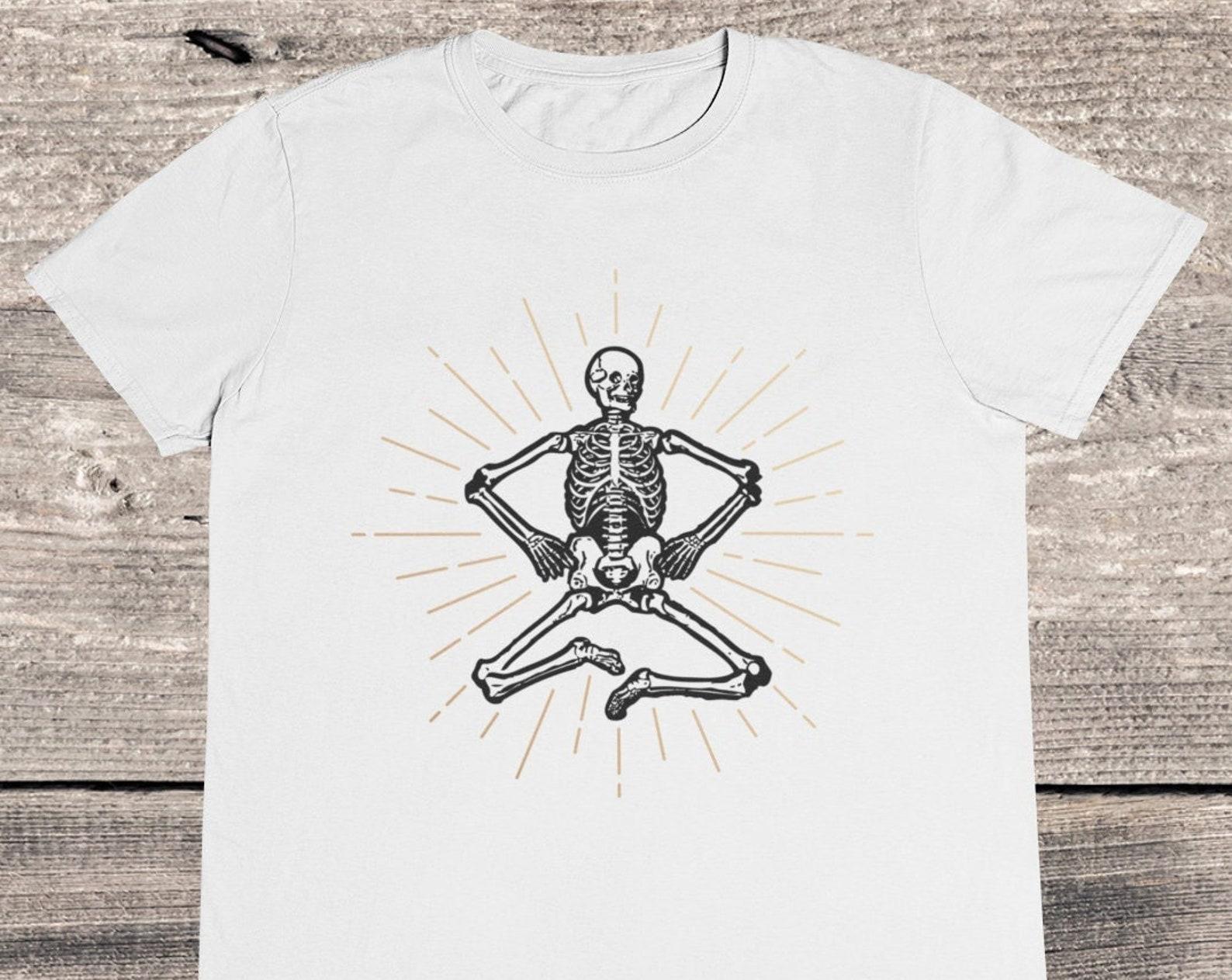 Sacred Skeleton Yoga T-shirt - Cross Legged Skeleton Design 4XL