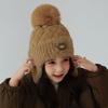 Plush Winter Knitted Hat Solid Color Earflaps Bonnet Hat Fashion Kids Beanie Cap