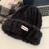 Plush Hat Women's Winter Big Head and Tail Autumn and Winter Bear Ears Warm Plush Thickened Ear Protectors Wool Knitted Hat
