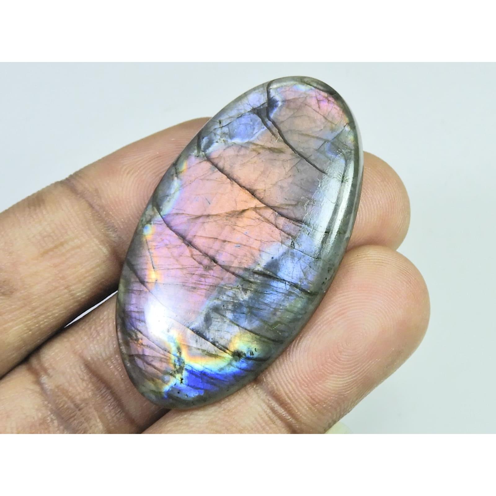 

26X48X05MM Natural Purple Labradorite Spectrolite Oval Loose Gemstone 71Cts. D-412