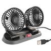 Twin Car USB Universal Fit for Trucks and Other Vehicles Fan, Circulator, 360-Degree Rotation, 12V/24V,