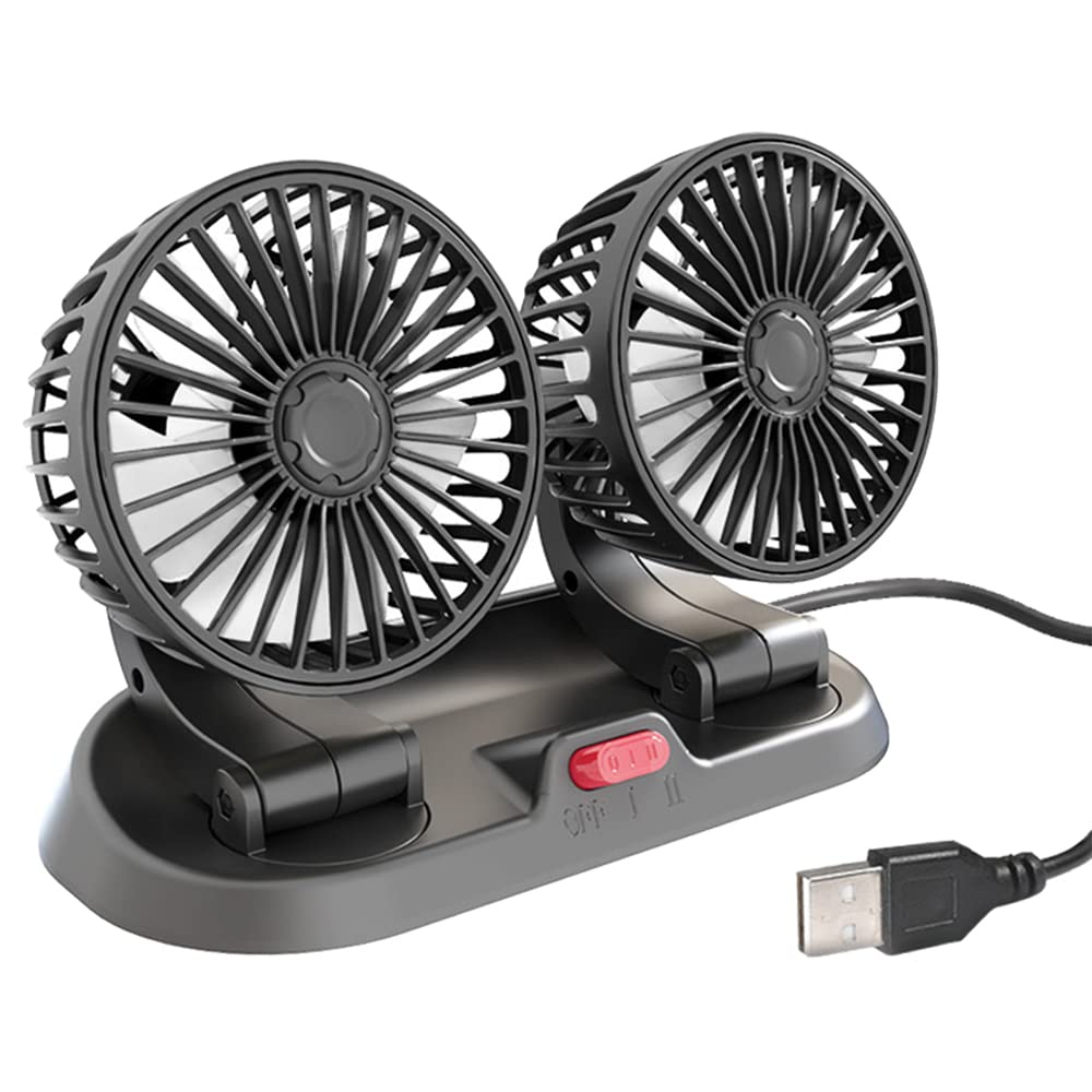 

Twin Car USB Universal Fit for Trucks and Other Vehicles Fan, Circulator, 360-Degree Rotation, 12V/24V,