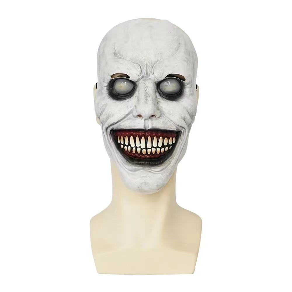 

Halloween Mask Horror Latex Costume Mask Smile White Eyes Demon Headgear Halloween Party Decoration Supplies