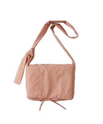 EFOLE Nylon Padded Ribbon Shoulder Bag for Women, Coral Orange