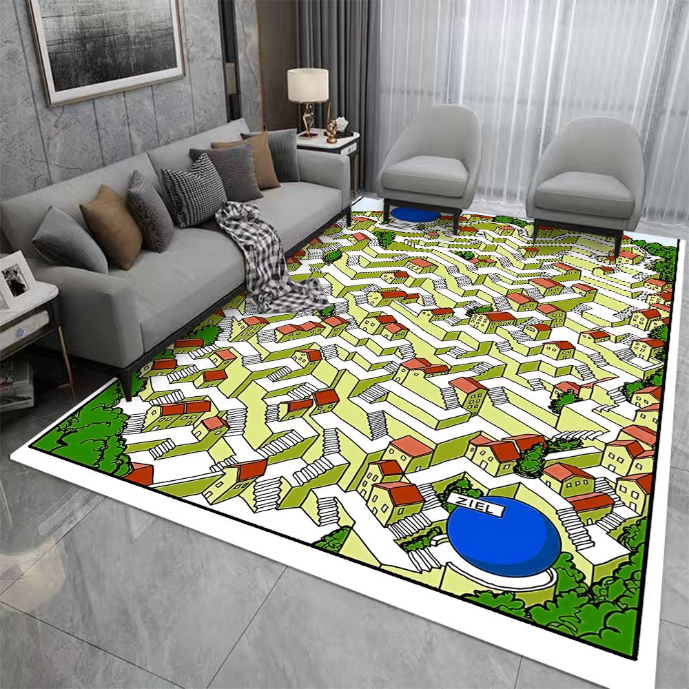 Kids Cartoon Maze Play Mat Interactive Labyrinth Design Educational Rug Children Bedroom Playroom  Kids Play Reading Area Rug
